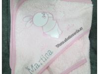 Capa de baño bebé manopla rosa bordada dibujo variado **PRECIO ESPECIAL**